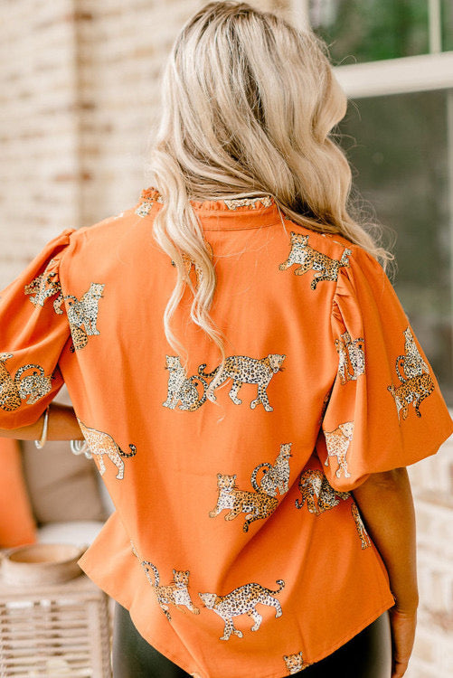 Orange Cheetah Plus Size Top- PC
