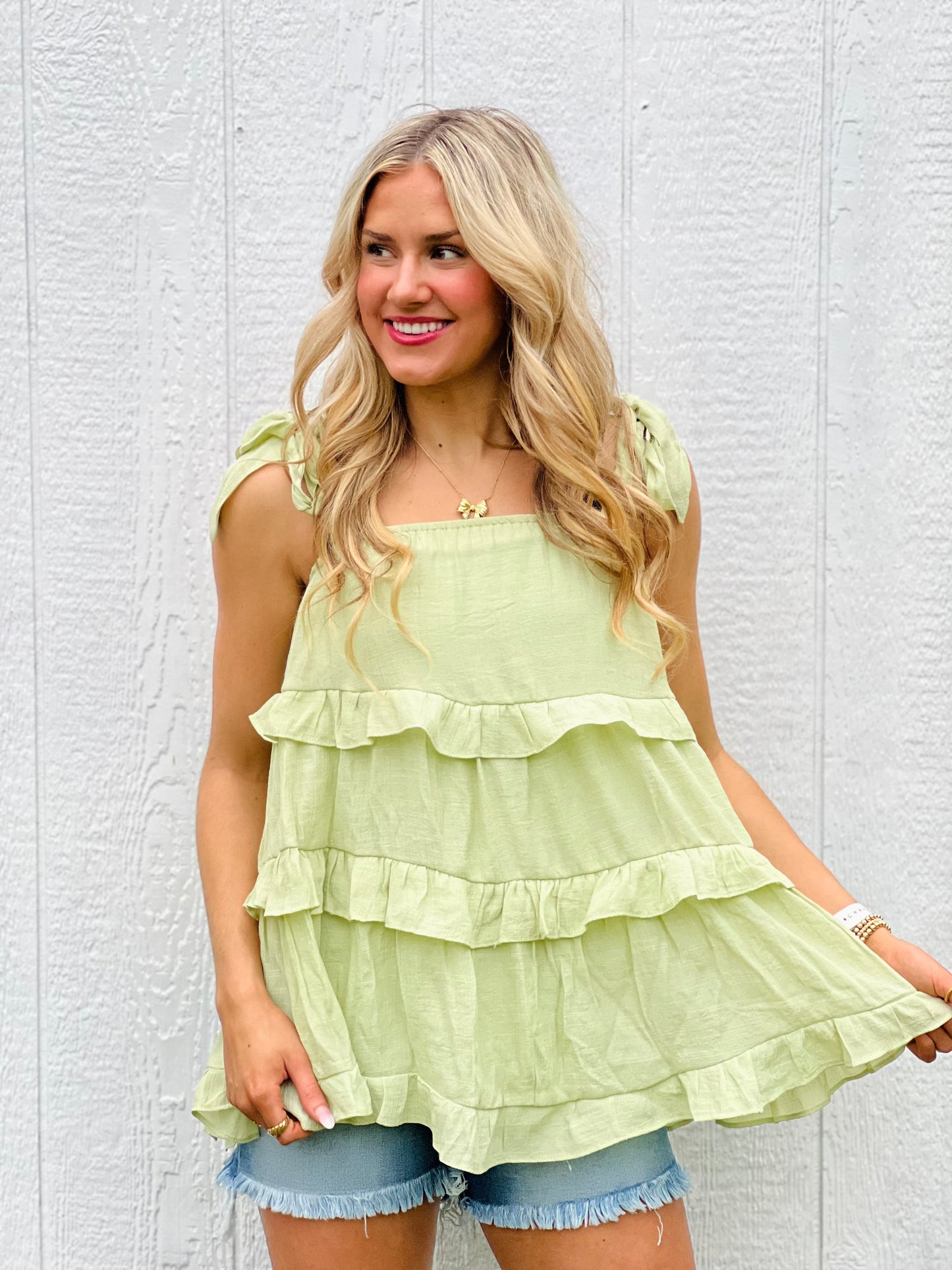 Spring Babe Ruffle Bow Tank-DEALS