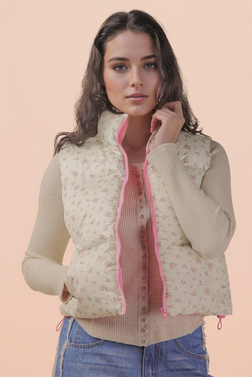 Floral Puffer Vest-DEALS