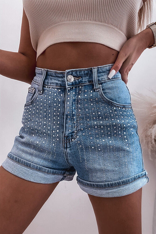 rhinestone denim shorts⭐️