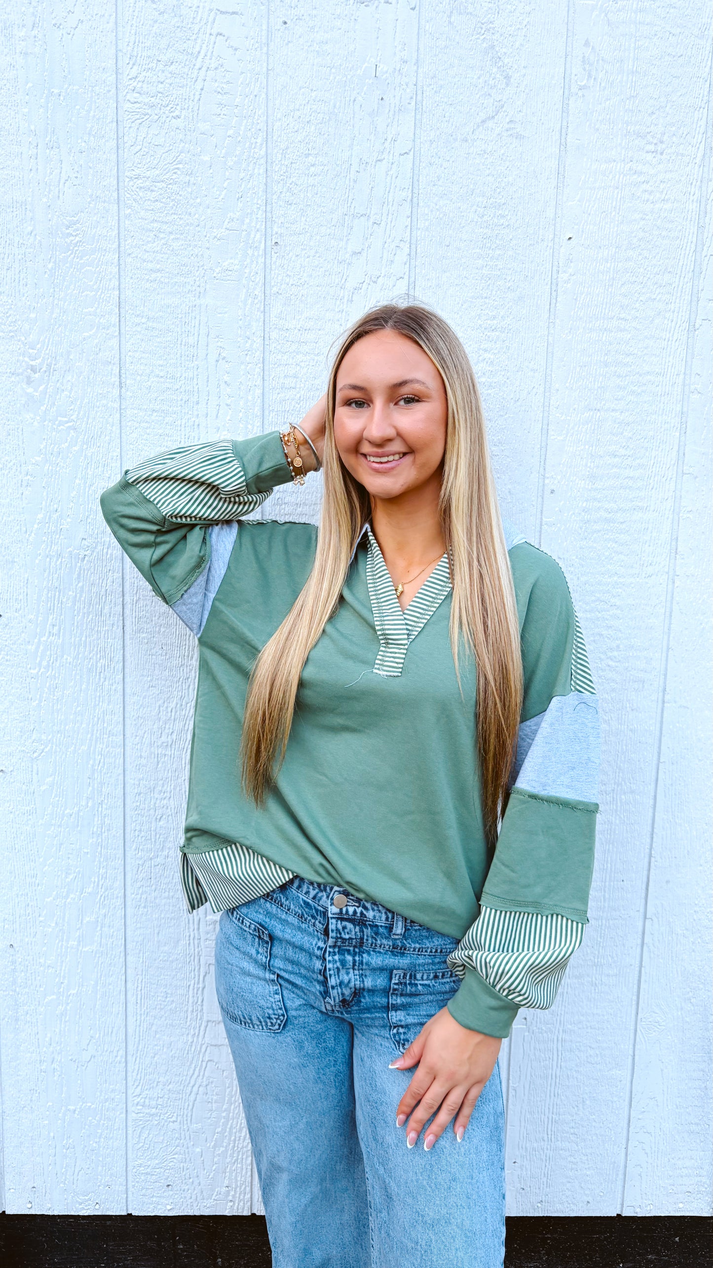 Emerald Forest Striped Top-DEALS