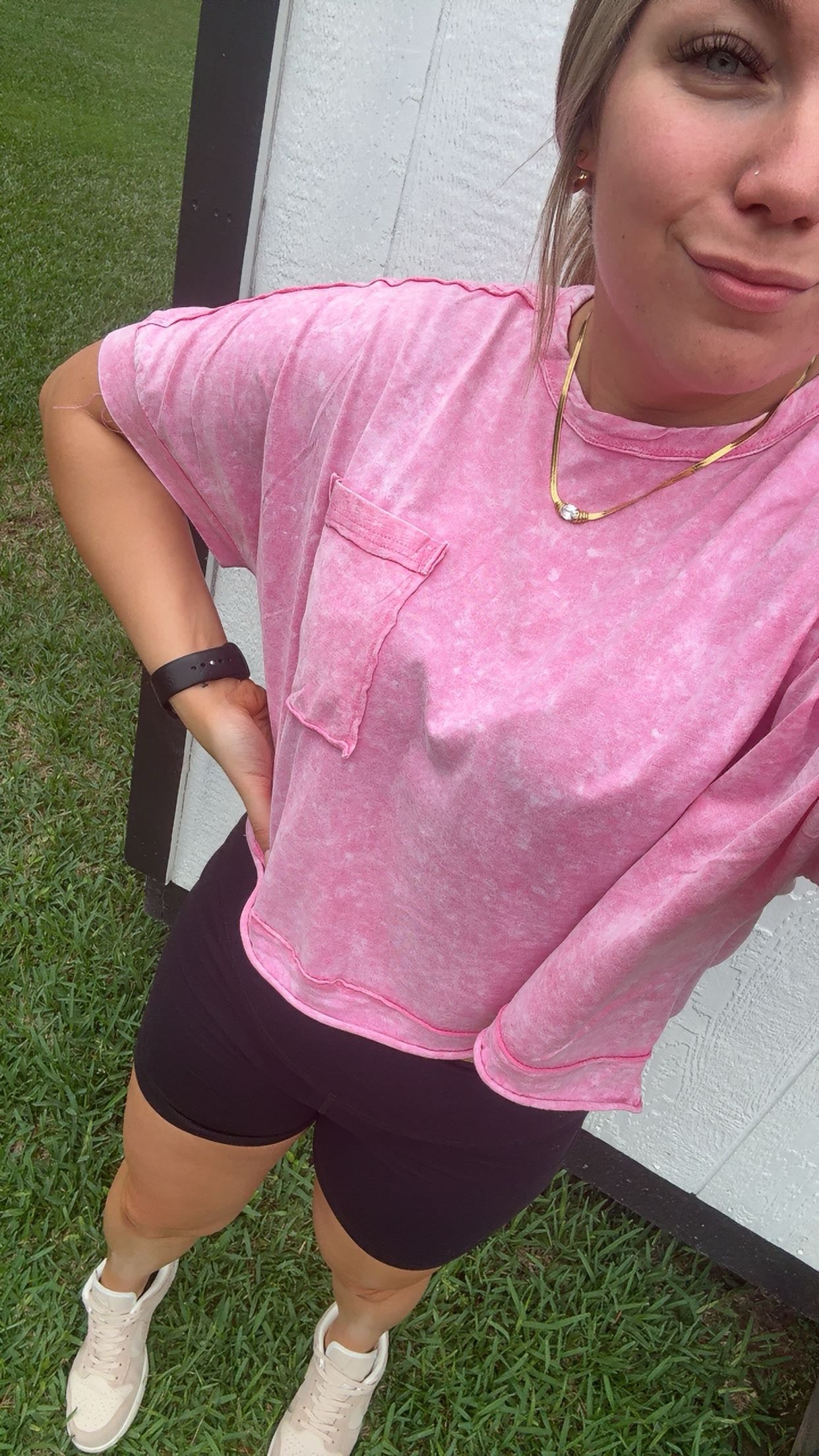 PINK Acid Wash Top-DEALS