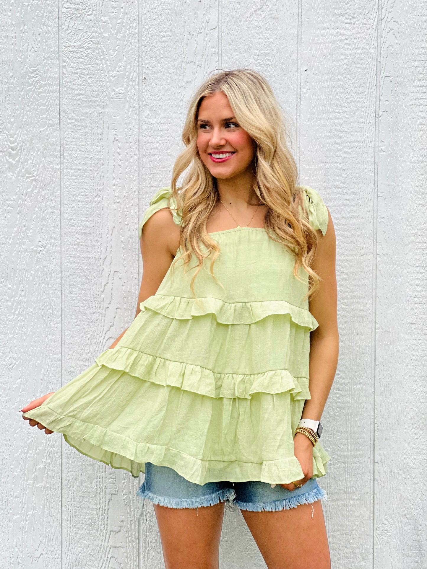 Spring Babe Ruffle Bow Tank-DEALS