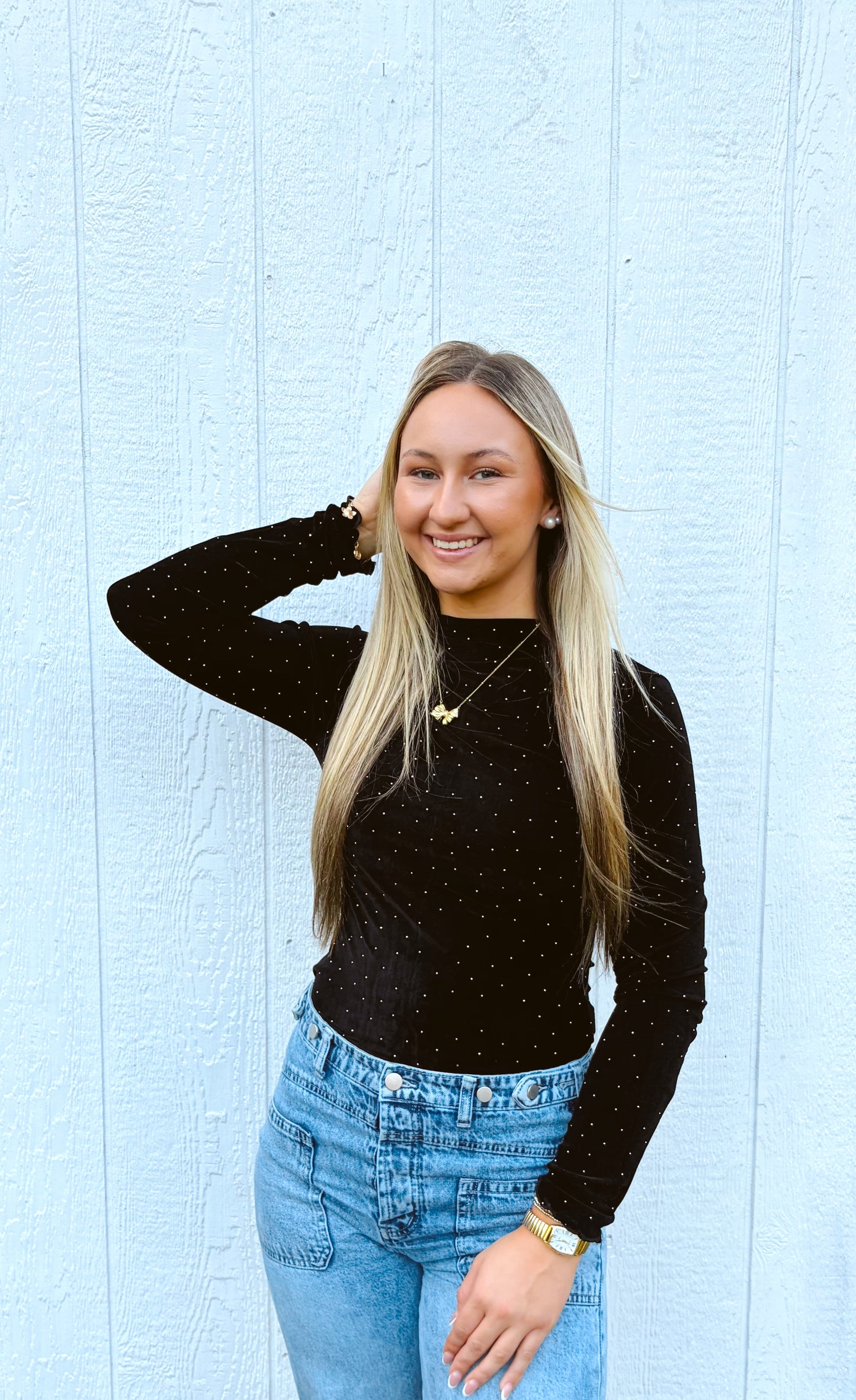 Rhinestone Velvet Top-DEALS