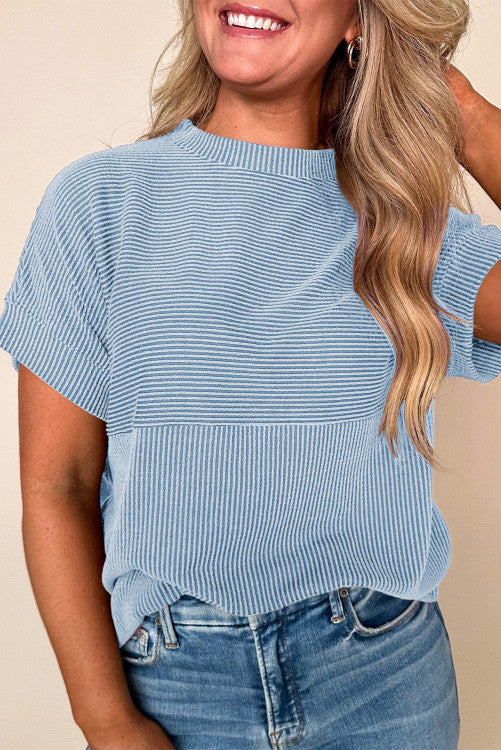Blue Skies Ribbed Tee-DEALS