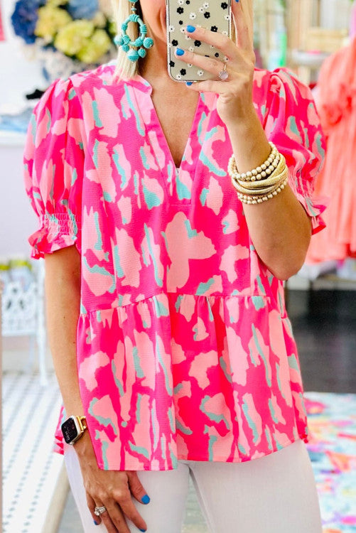 Plus Size Pink Leopard Top ⭐️
