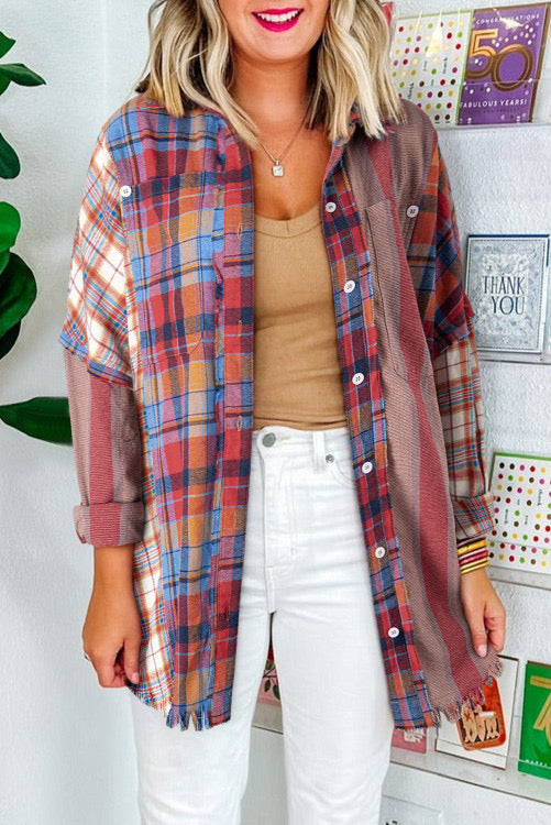 Raw Hem Plaid Flannel- PC
