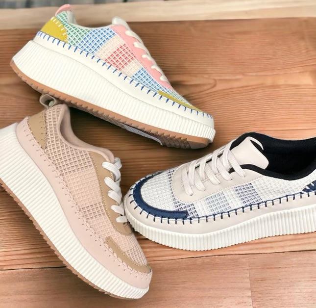 Color block stitch sneakers🌸