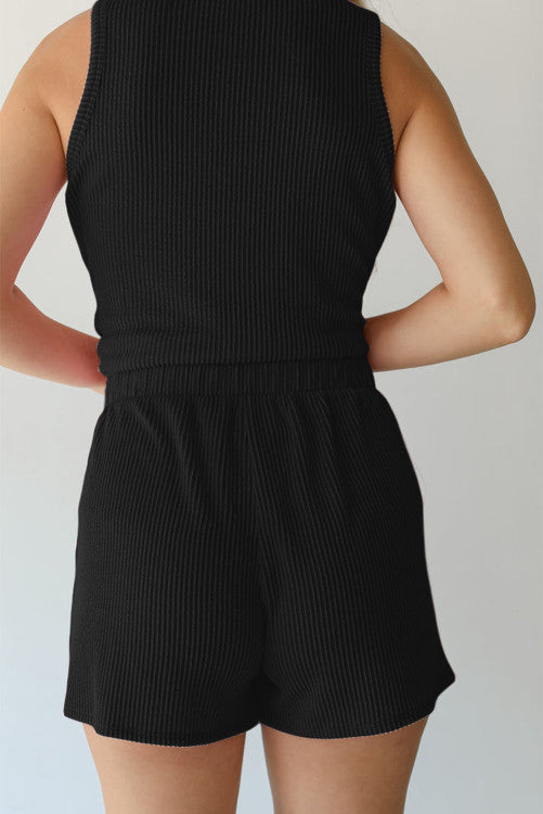 Black Sleeveless Ribbed Set ⭐️