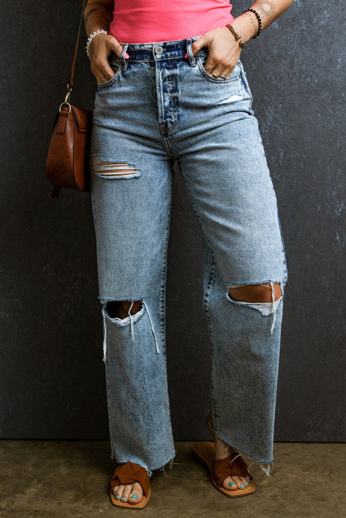 Distressed straight leg denim ⭐️