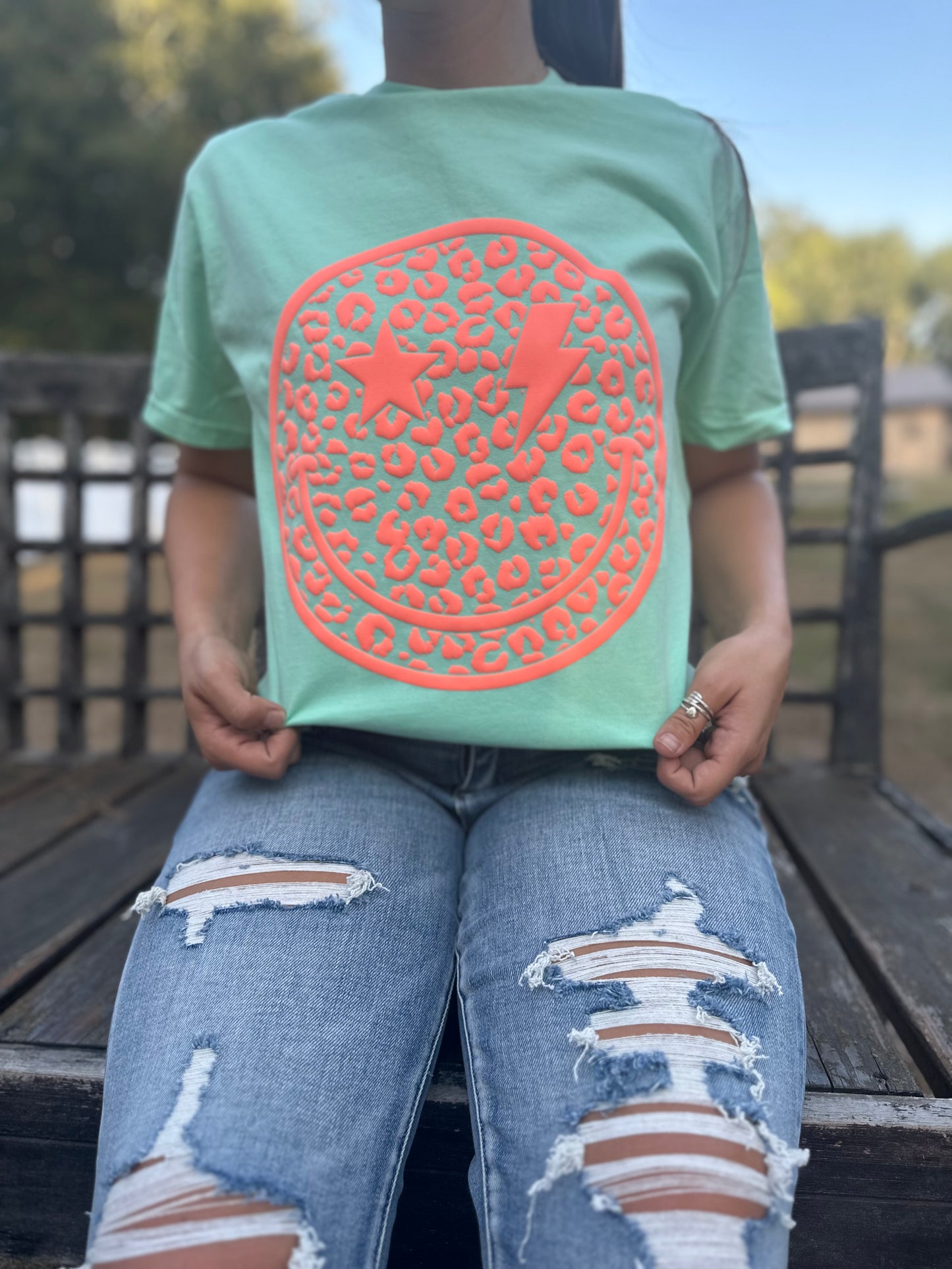 Neon Puff Happy Face Tee