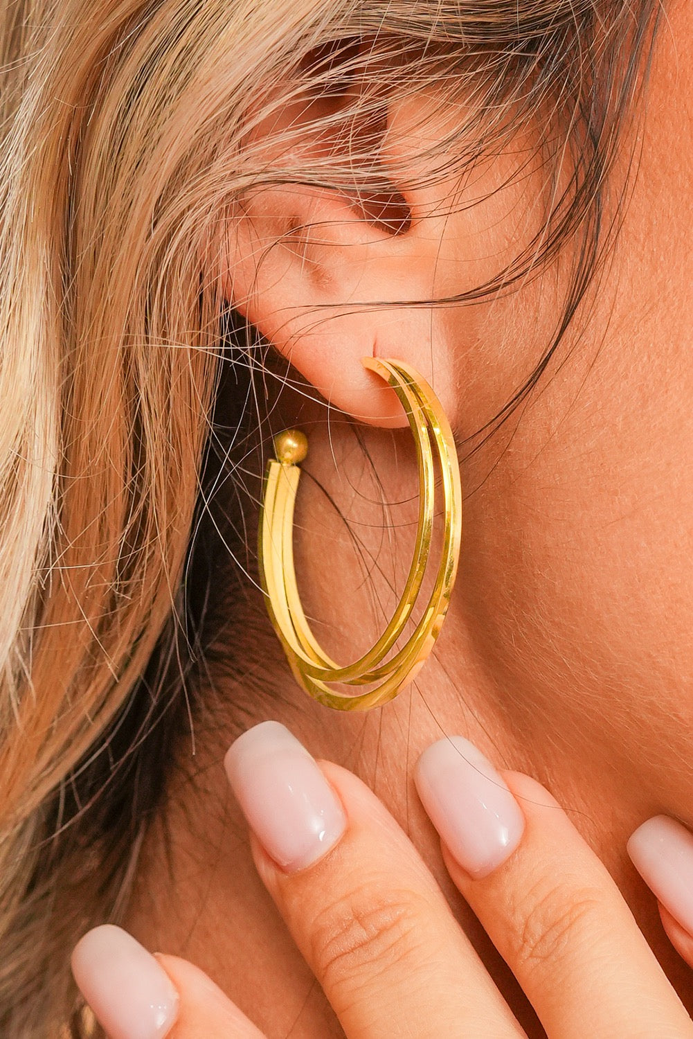 Gold Triple Hoop Earrings RTS