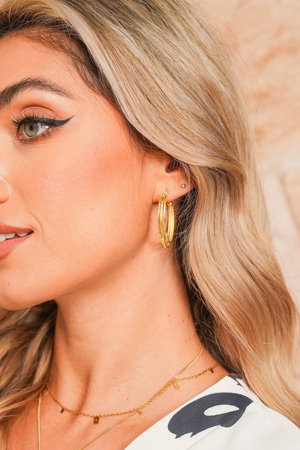 Gold Triple Hoop Earrings RTS