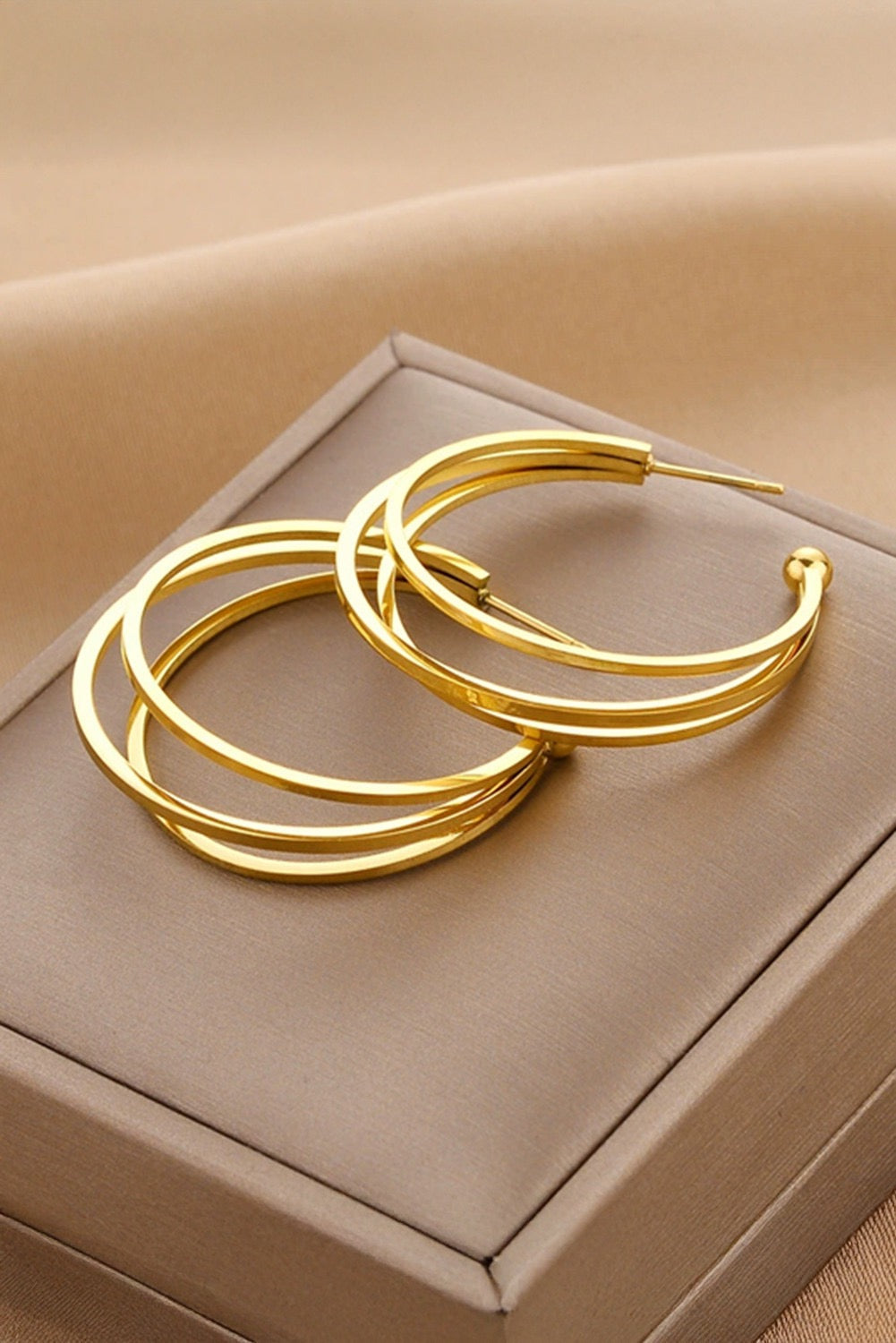 Gold Triple Hoop Earrings RTS