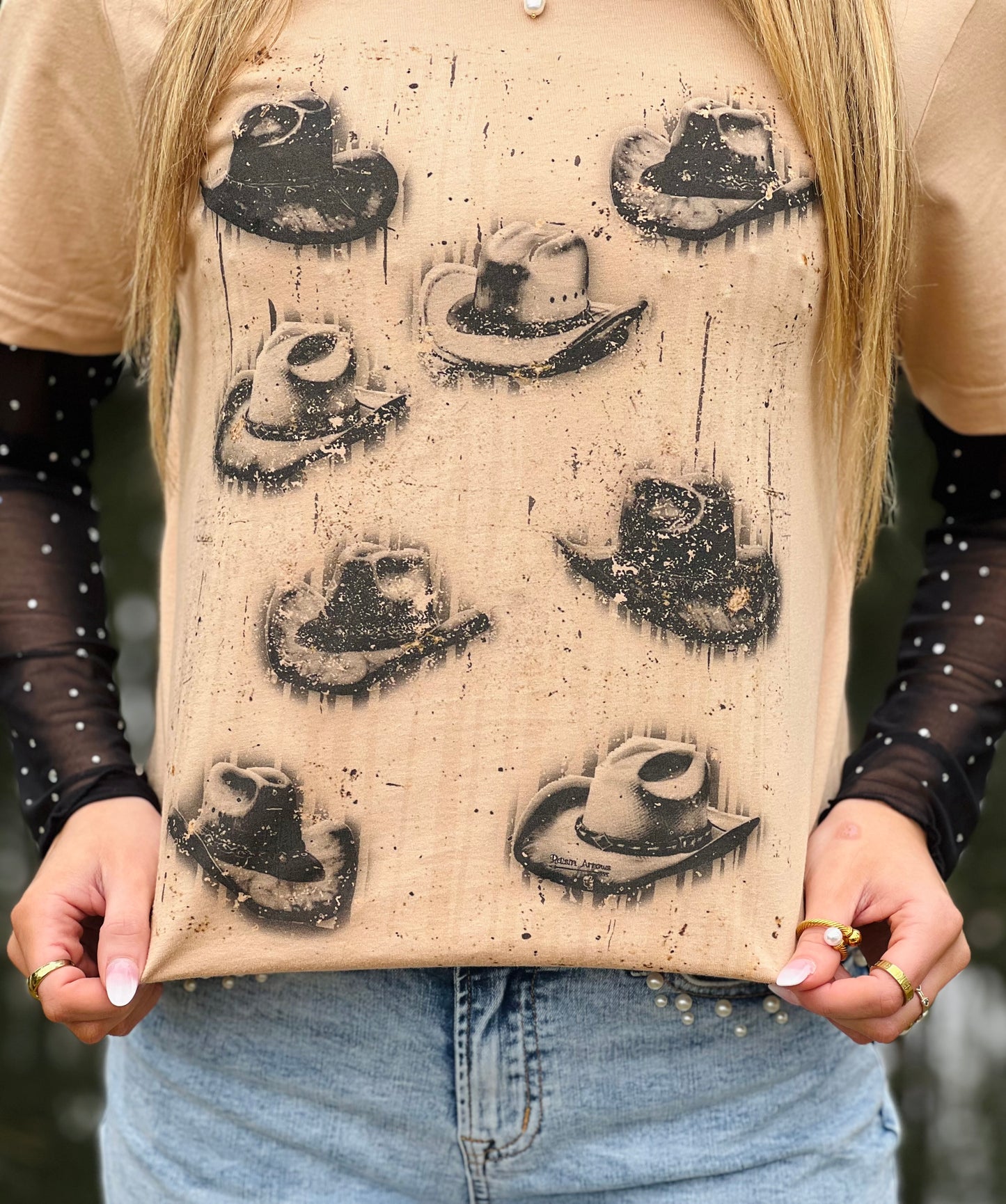 Distressed Cowboy hat tee-DEALS