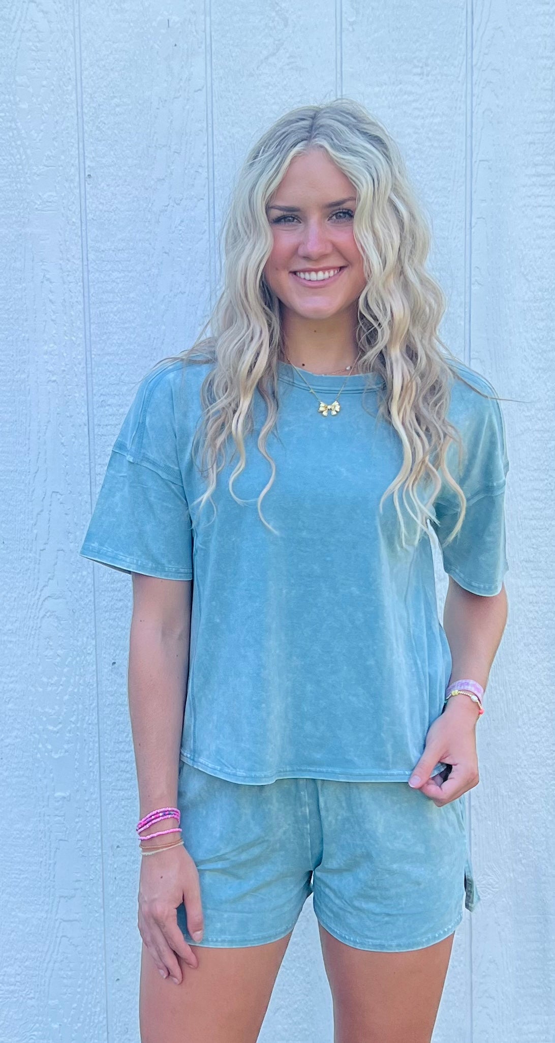 Dusty Blue Acid Wash Set-DEALS