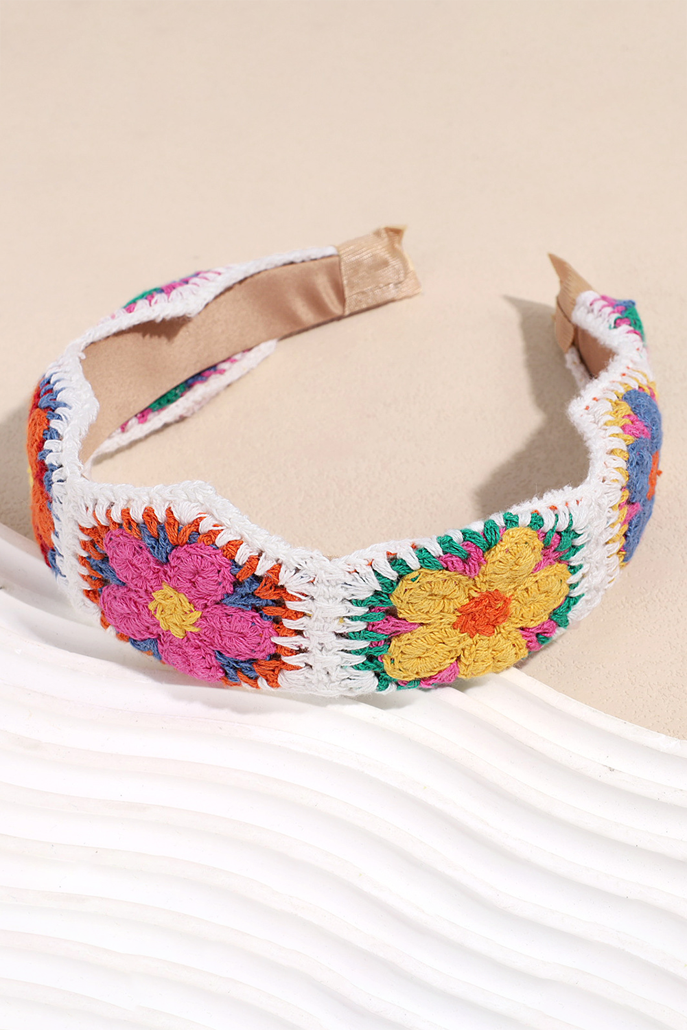 White Crochet Flower Headband RTS