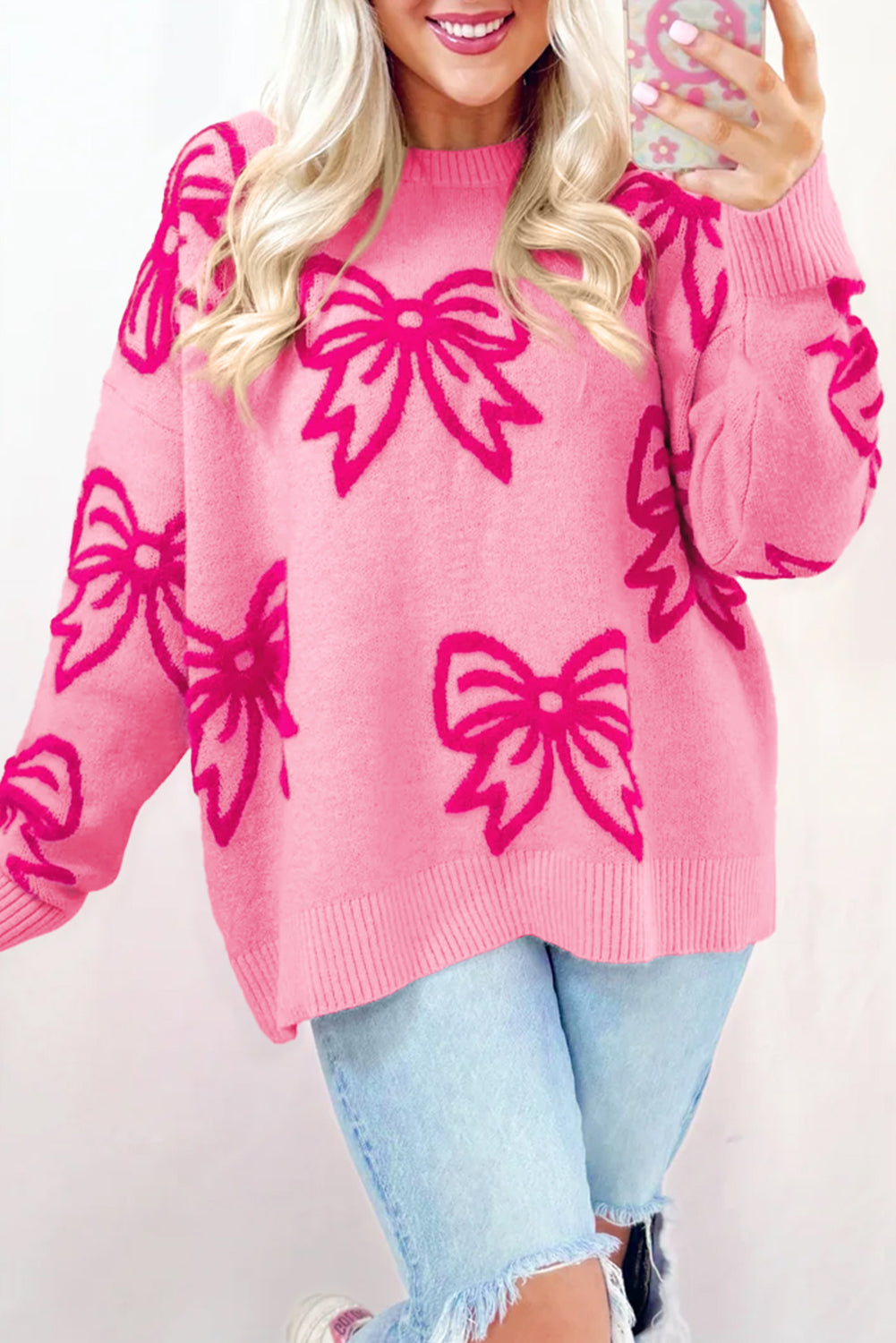 Dark Pink Bow Sweater-DEALS