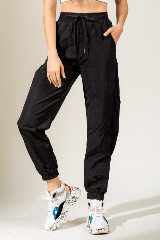 Mesh Detail Joggers Black-DEALS