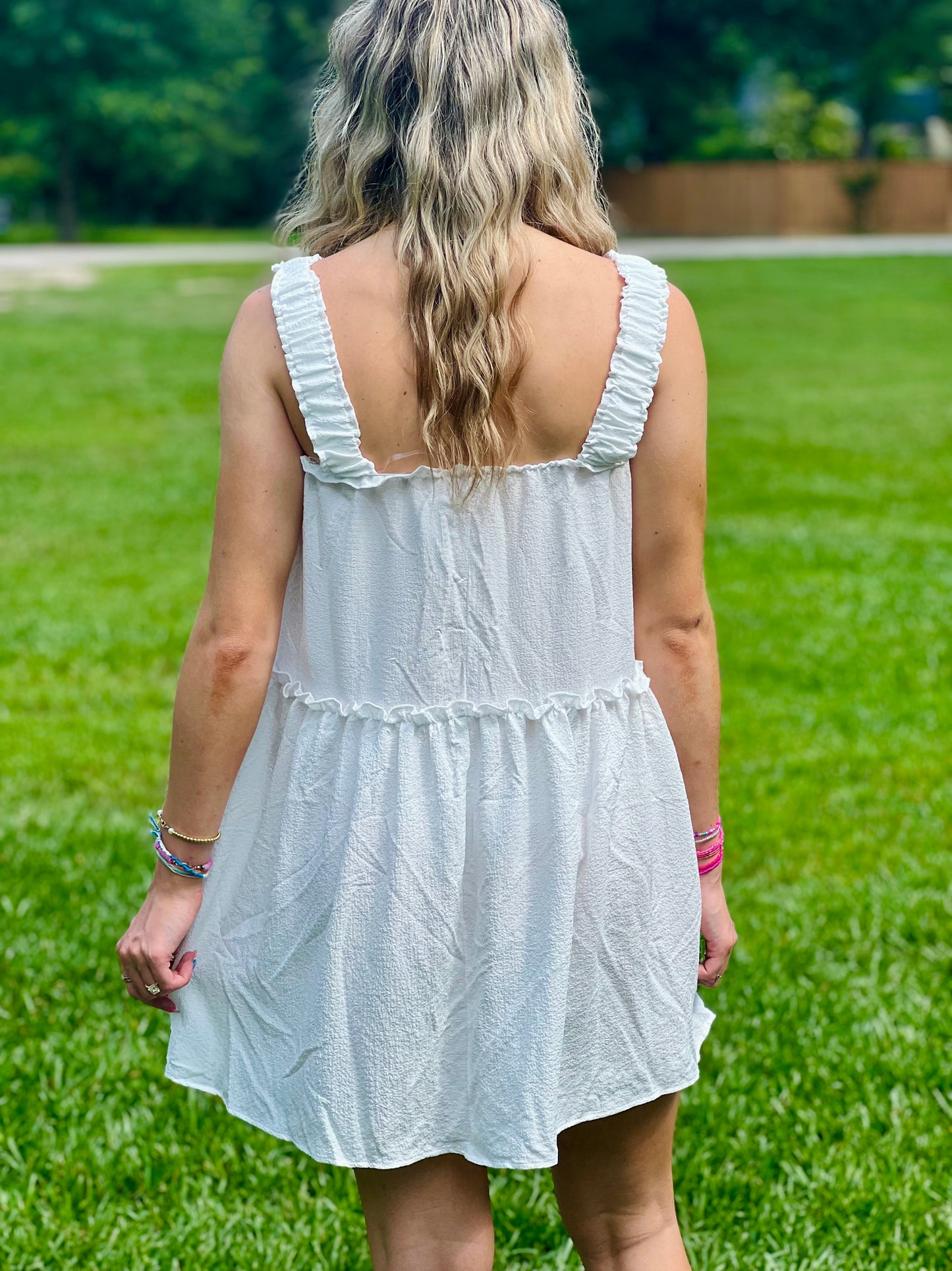 White Ruffle Dress-DEALS