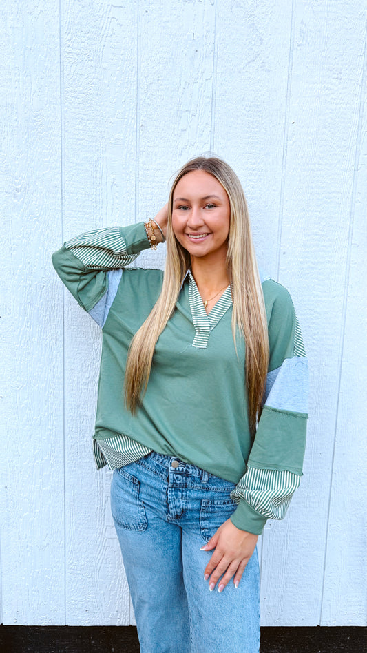 Emerald Forest Striped Top-DEALS