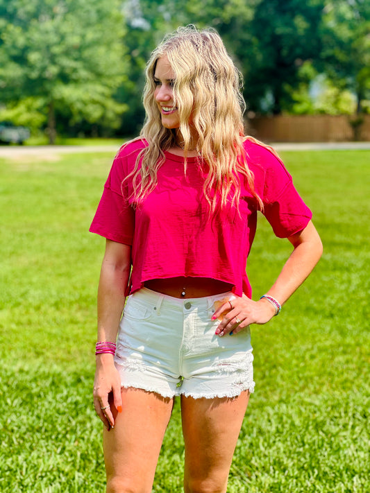 Pink Summer Crop Tee-DEALS