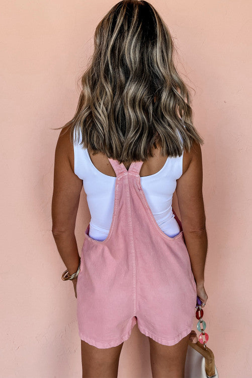 Pink Tie Denim Romper-DEALS