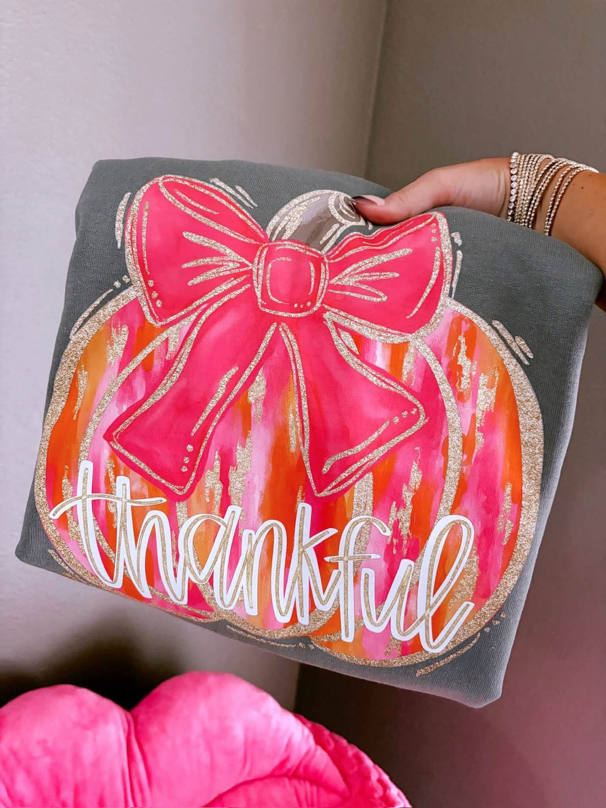 Thankful Glitter Pumpkin