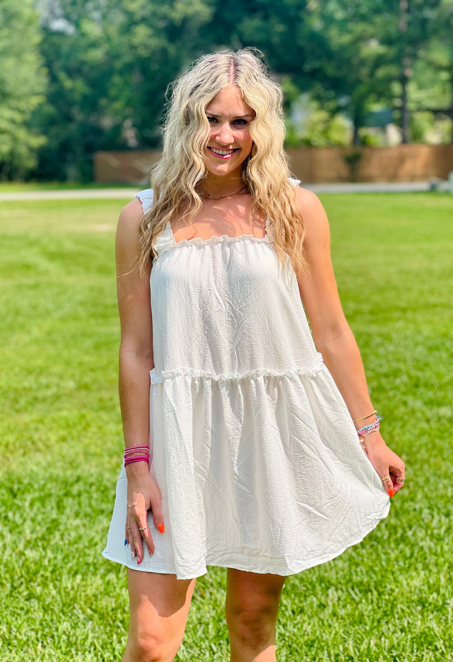 White Ruffle Dress-DEALS