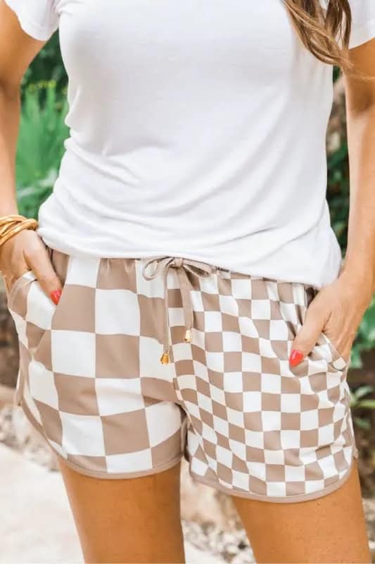 Fall This Way Checkered Shorts-DEALS