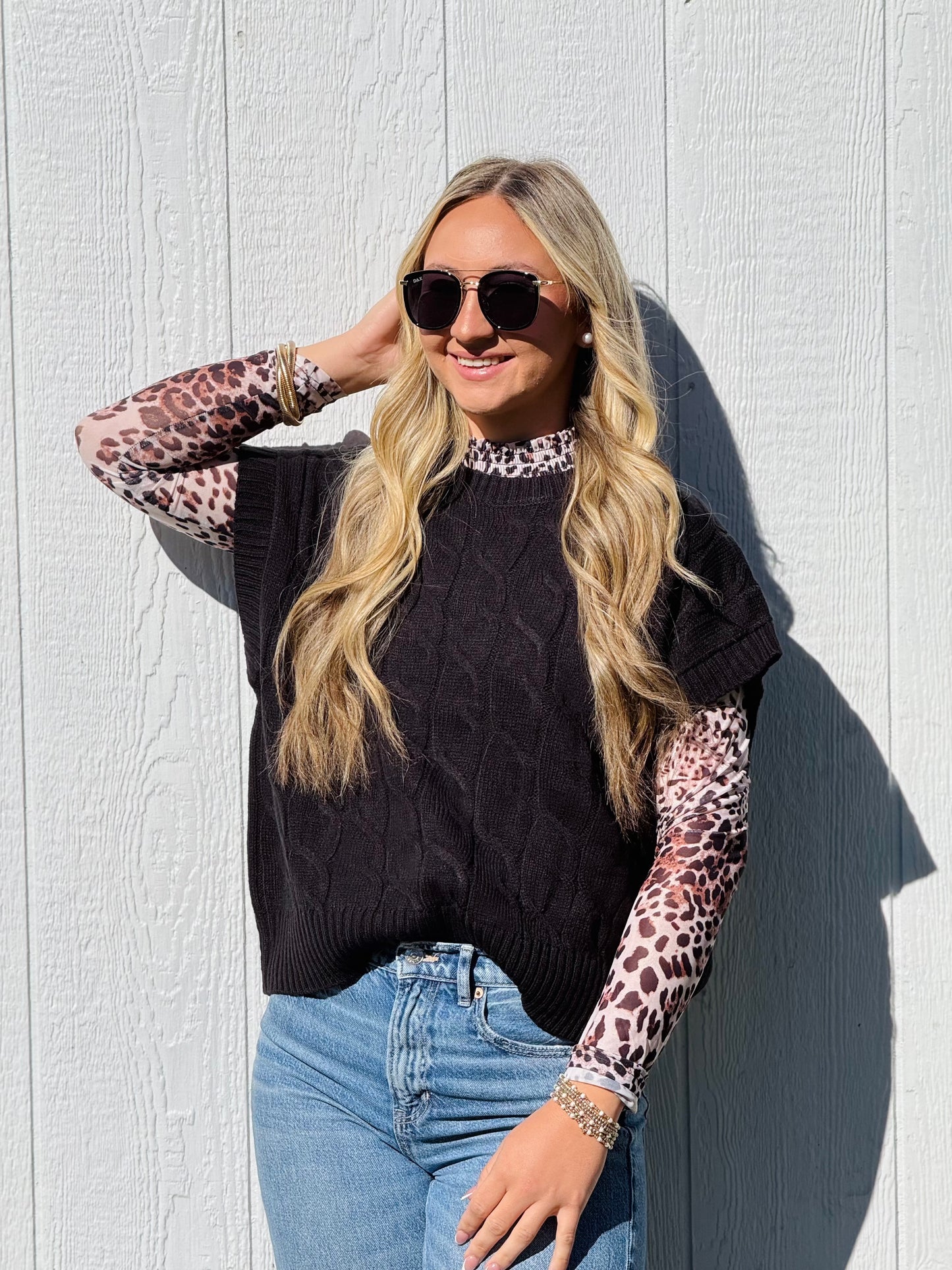 Black Knitted Sweater Vest-DEALS