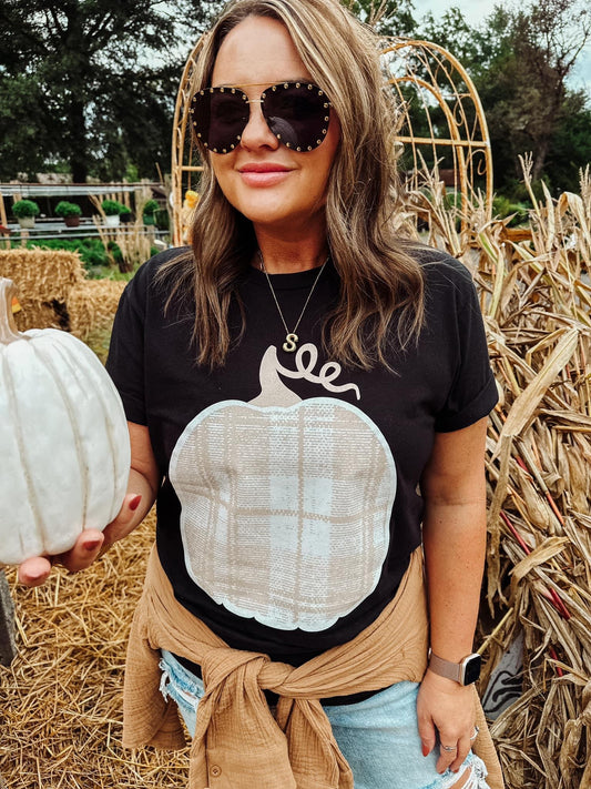 Plaid Pumpkin Tee-DEALS