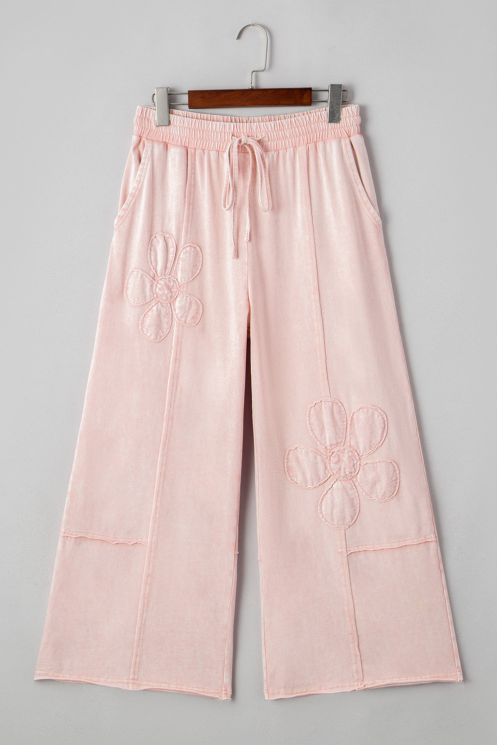 Pink Floral Mineral Washed Wide Leg Pants RTS