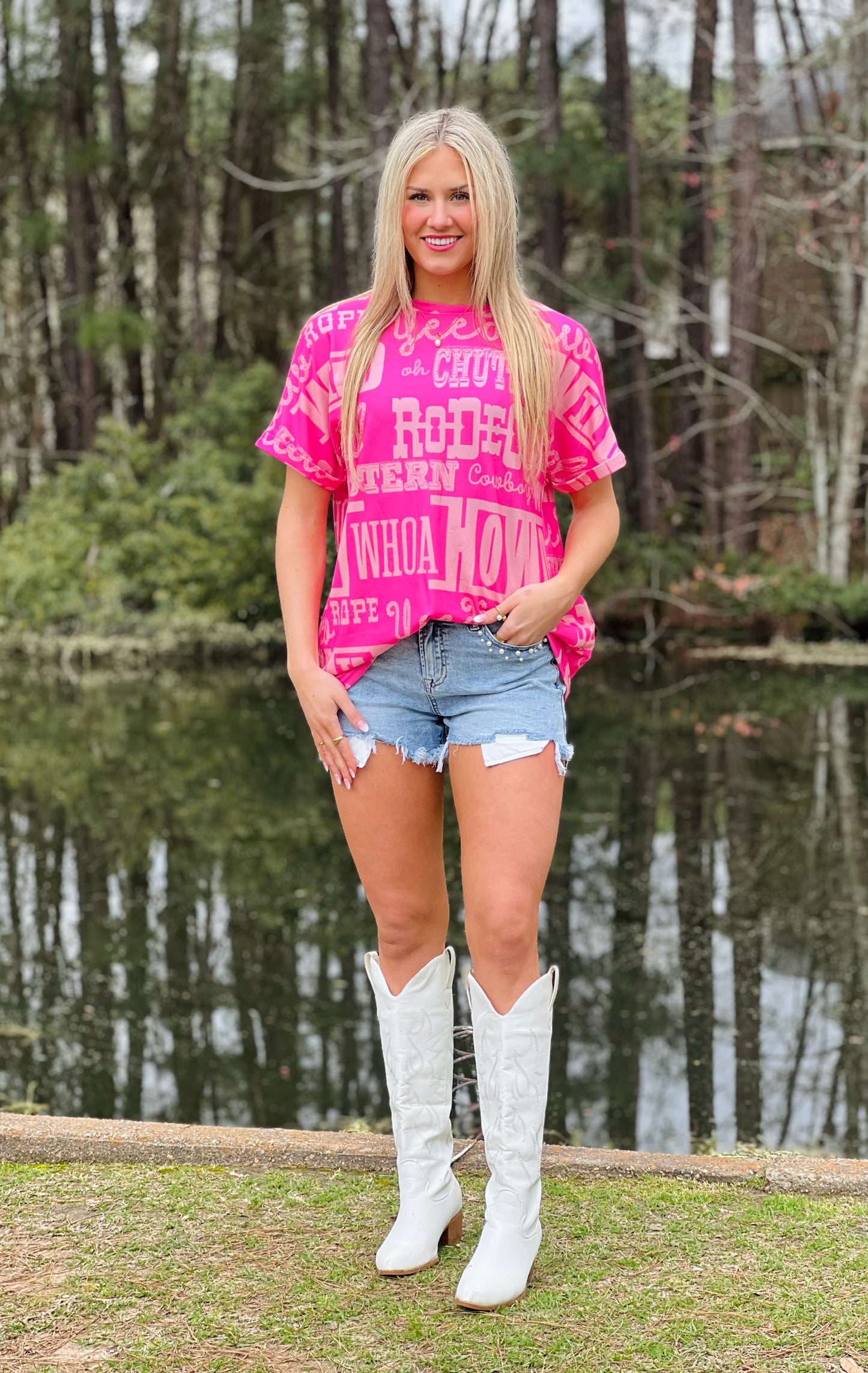 Howdy Pink Silk Tee-DEALS