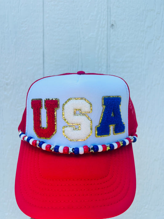 USA Trucker Red Trucker Hat