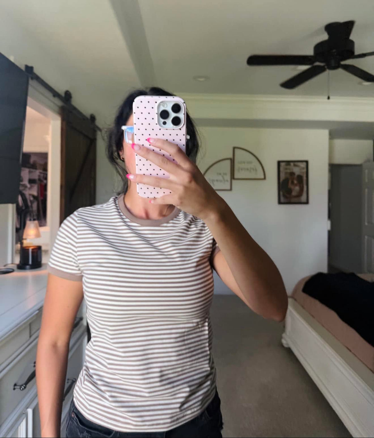 Mocha Ribbed Contrast Tee