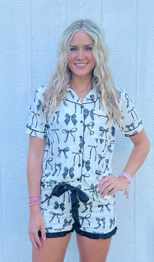 Jess Lea Black Bow Luxe PJ Set-Deals