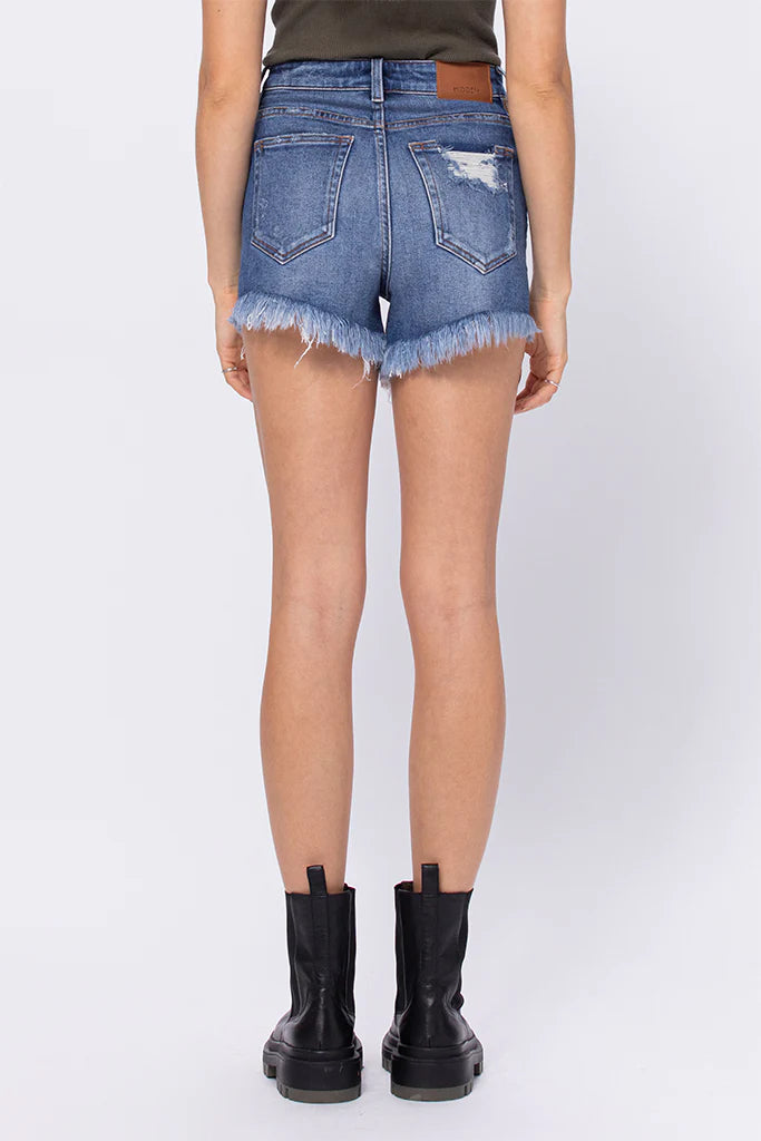 High Rise Mom Shorts With Raw Hem-DEALS