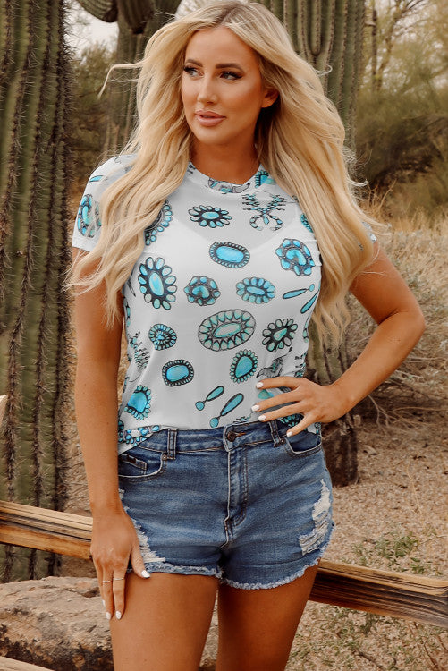 Turquoise Queen Mesh Top-PO