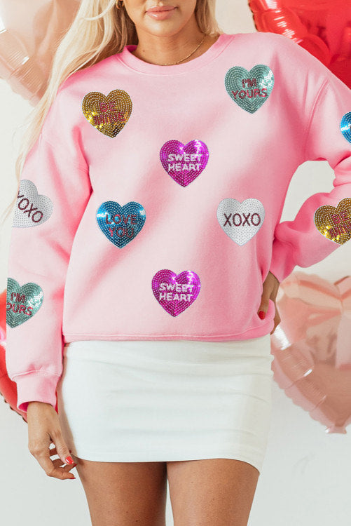 Sequin Candy Heart Crewneck-DEALS