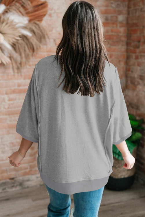 Exposed Hem Grey Pocket Tee•