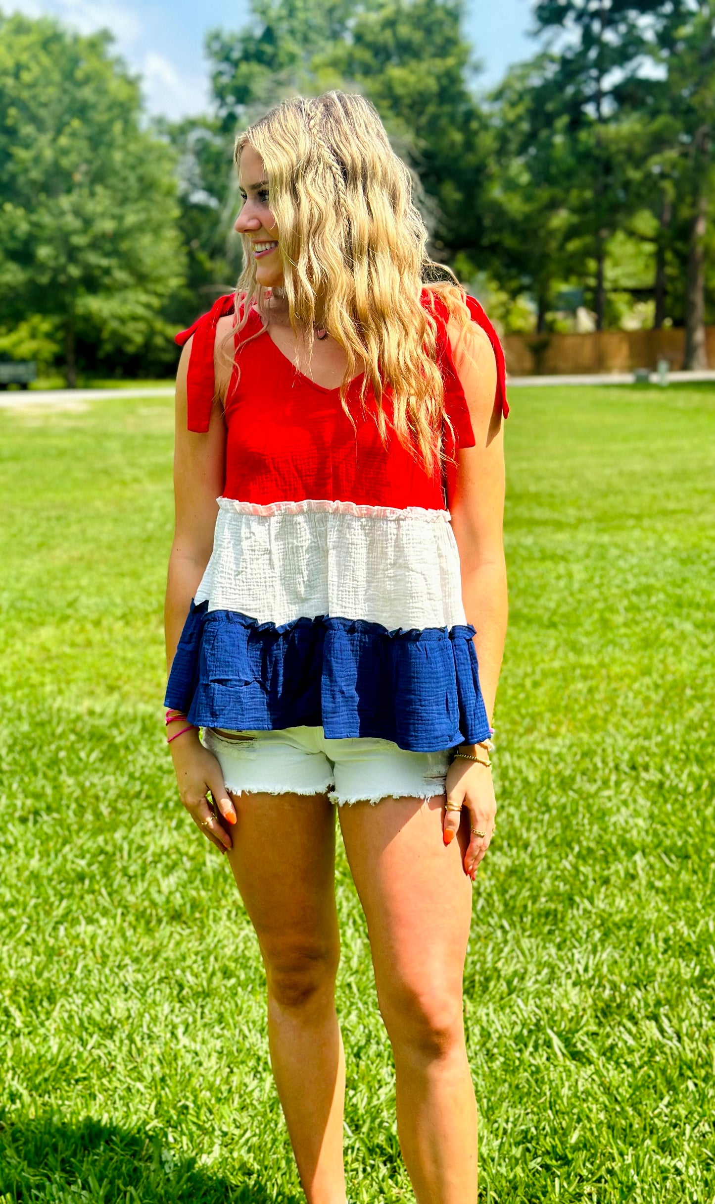 Red, White, & BLUEtiful Bow Tank-DEALS