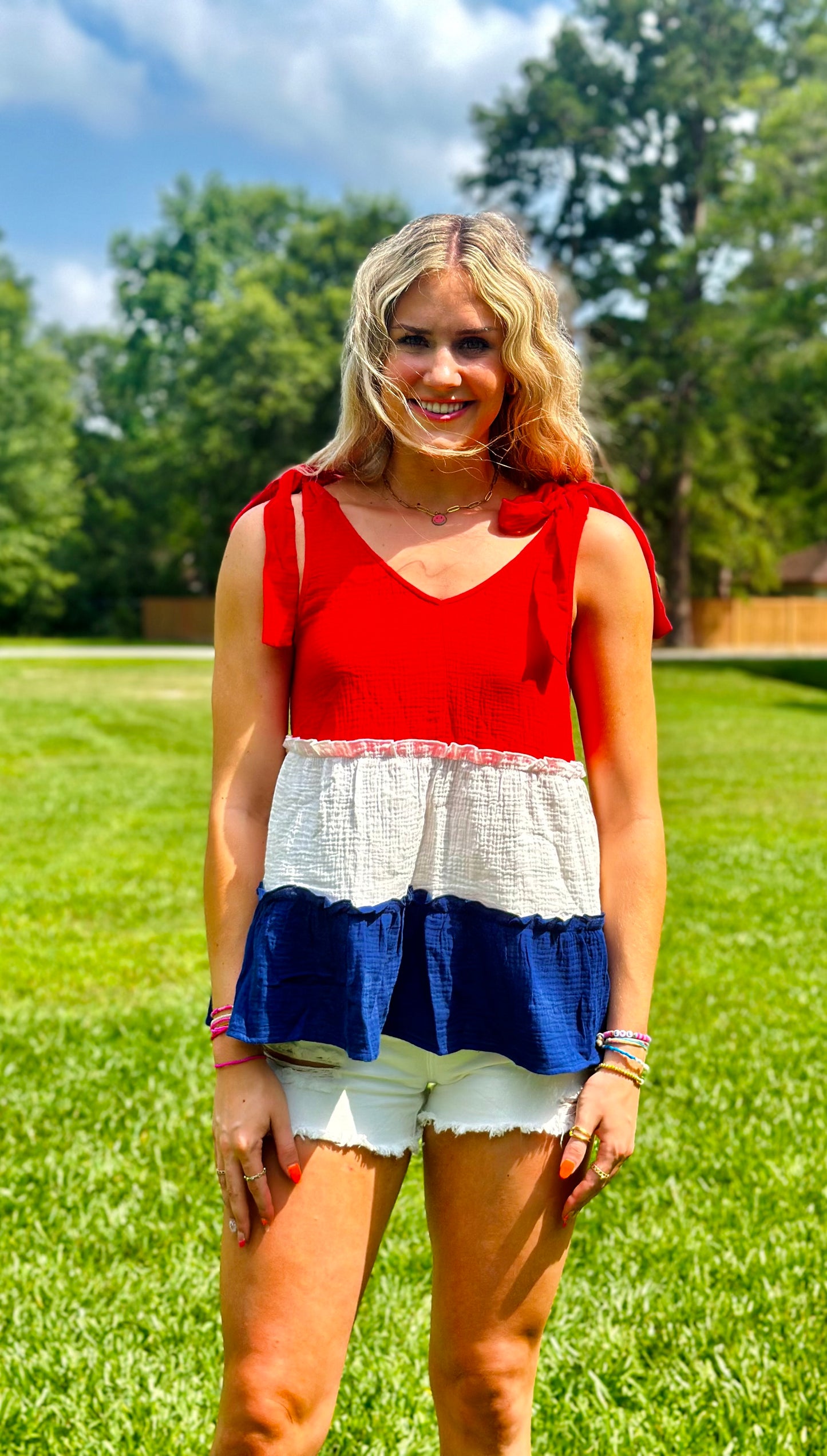 Red, White, & BLUEtiful Bow Tank-DEALS