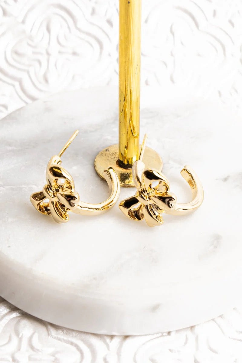 Gold Bow Hoops *