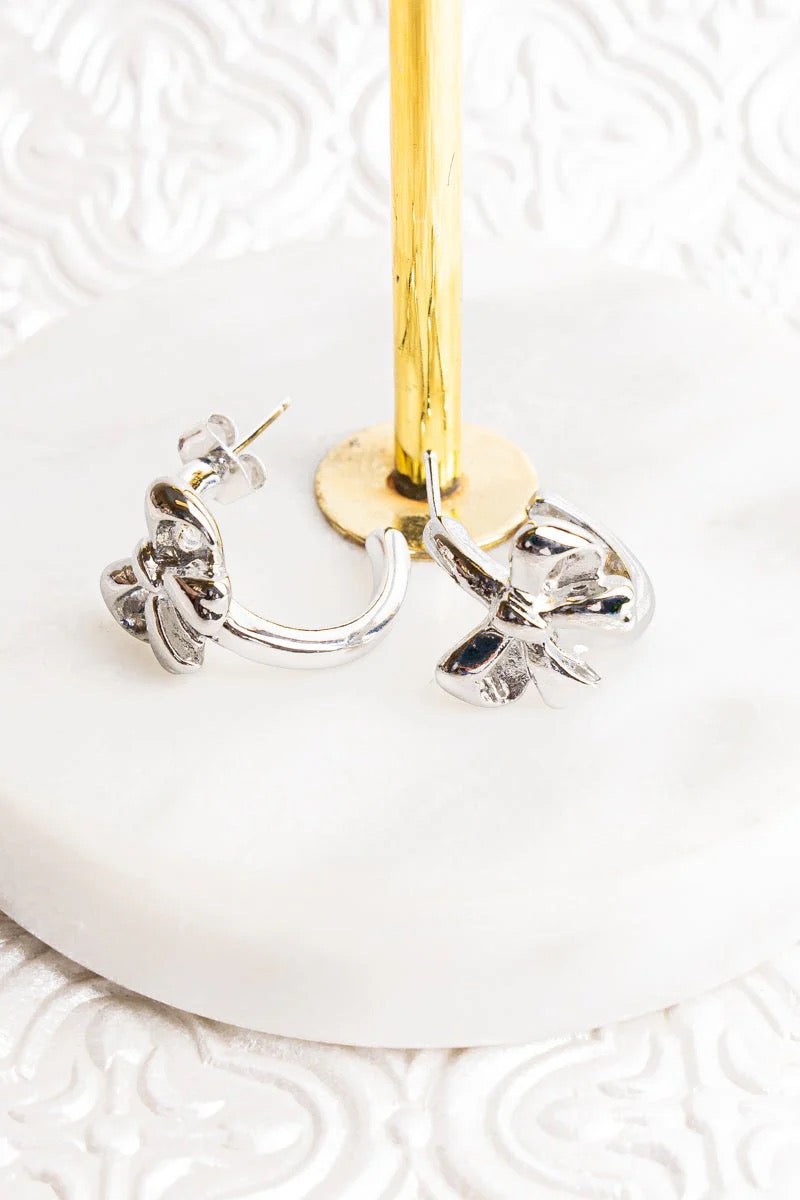 Silver Bow Hoop Earrings *