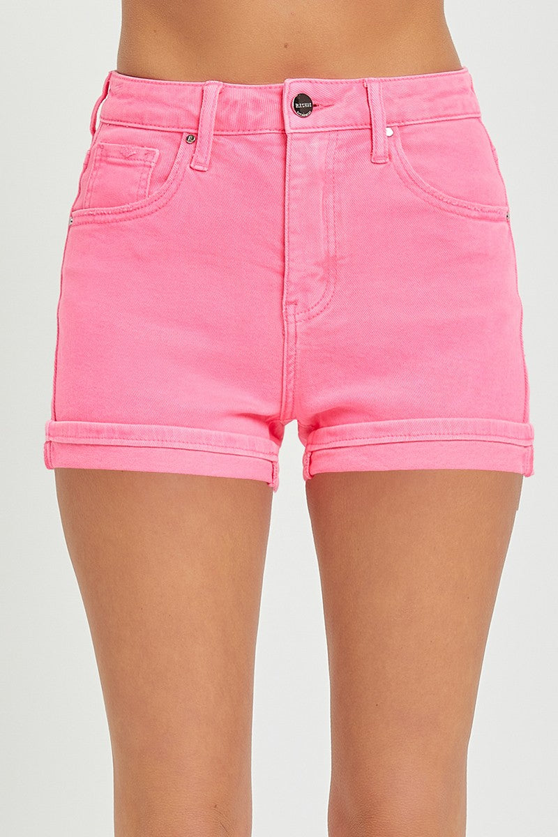 Neon Pink Denim Shorts-DEALS