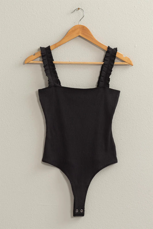 Black Ruffle Bodysuit-DEALS