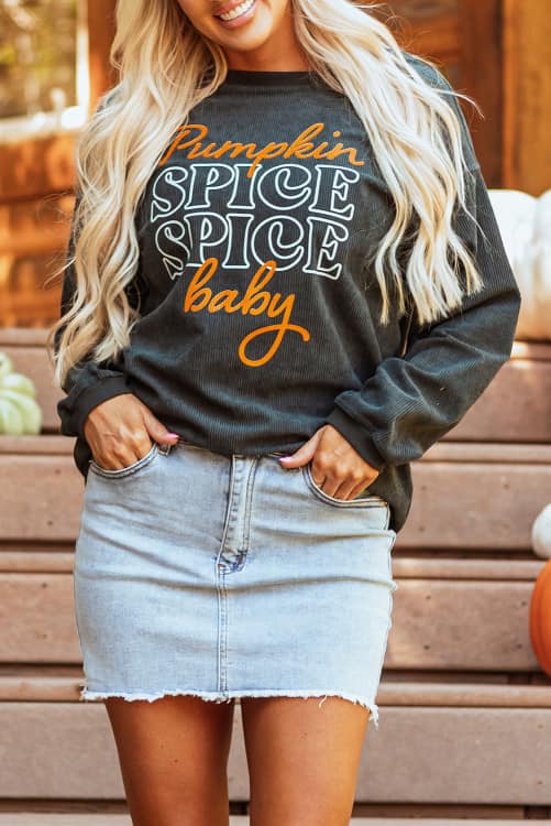 Pumpkin Spice Spice Baby Corded Crew-DEALS