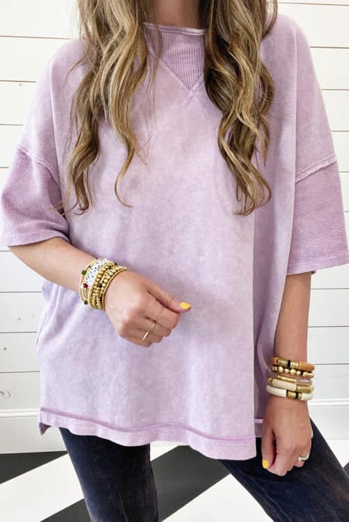 Purple Acid Wash Sweater Top-DEALS