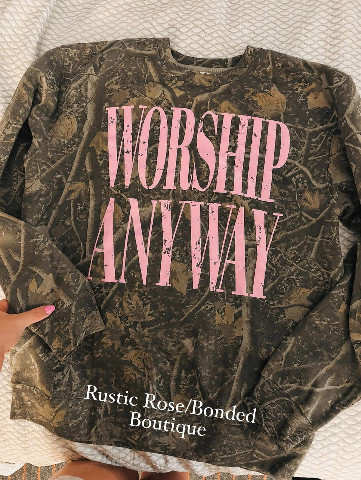 Worship Anyway Camo Crewneck